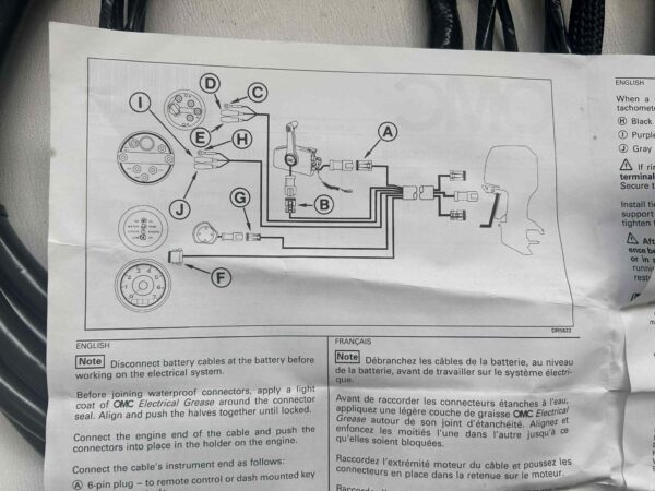 Kabel przewód główny manetki Johnson Evinrude